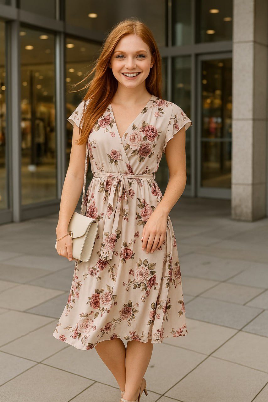 Elegant Blomsterindpakningskjole Til Kvinder - Letvægts Sommerkjole-1