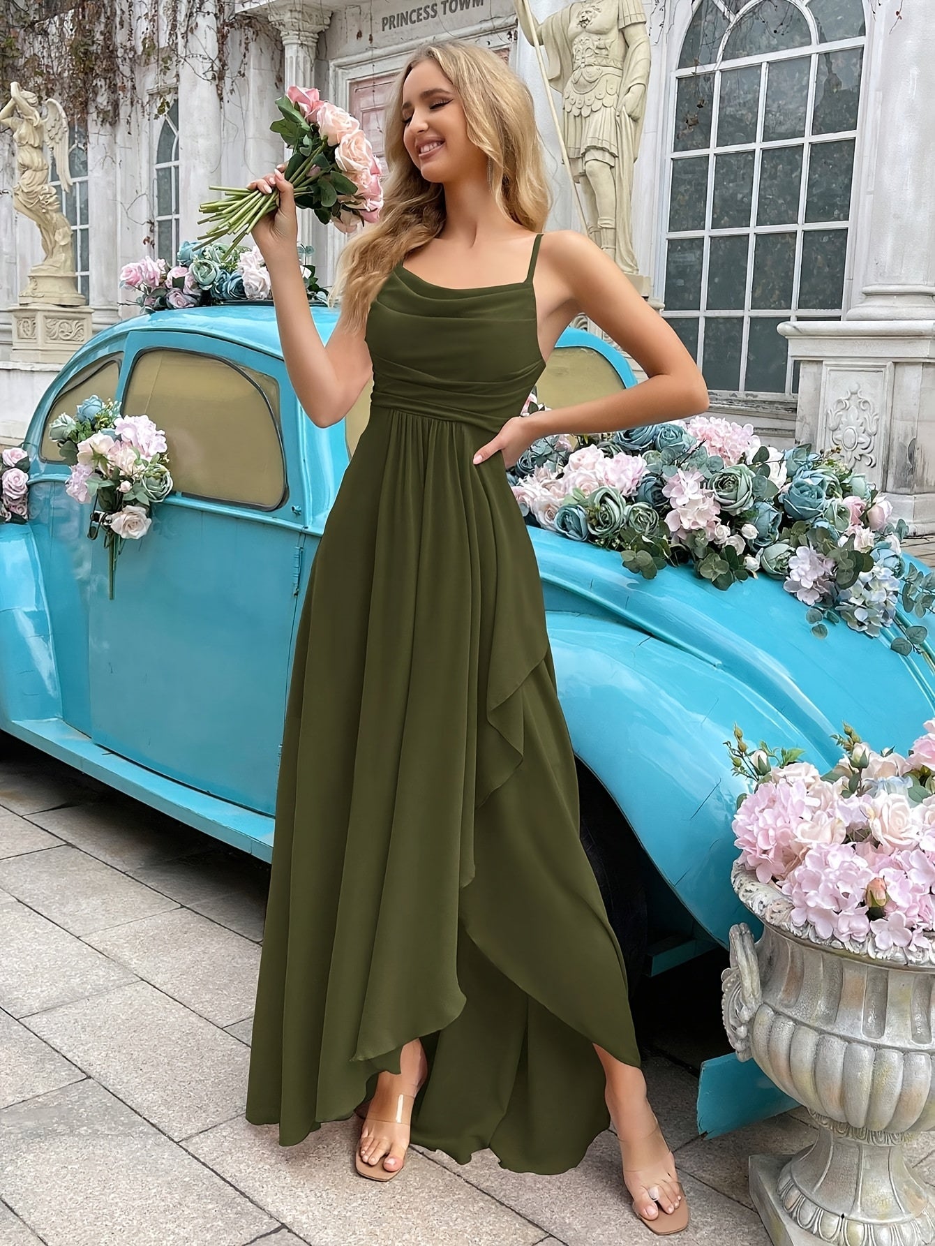 Elegant Lang Chiffon Kjole Til Kvinder - Lange Kjoler Til Fest Med Pasform Og Bluss Design-6