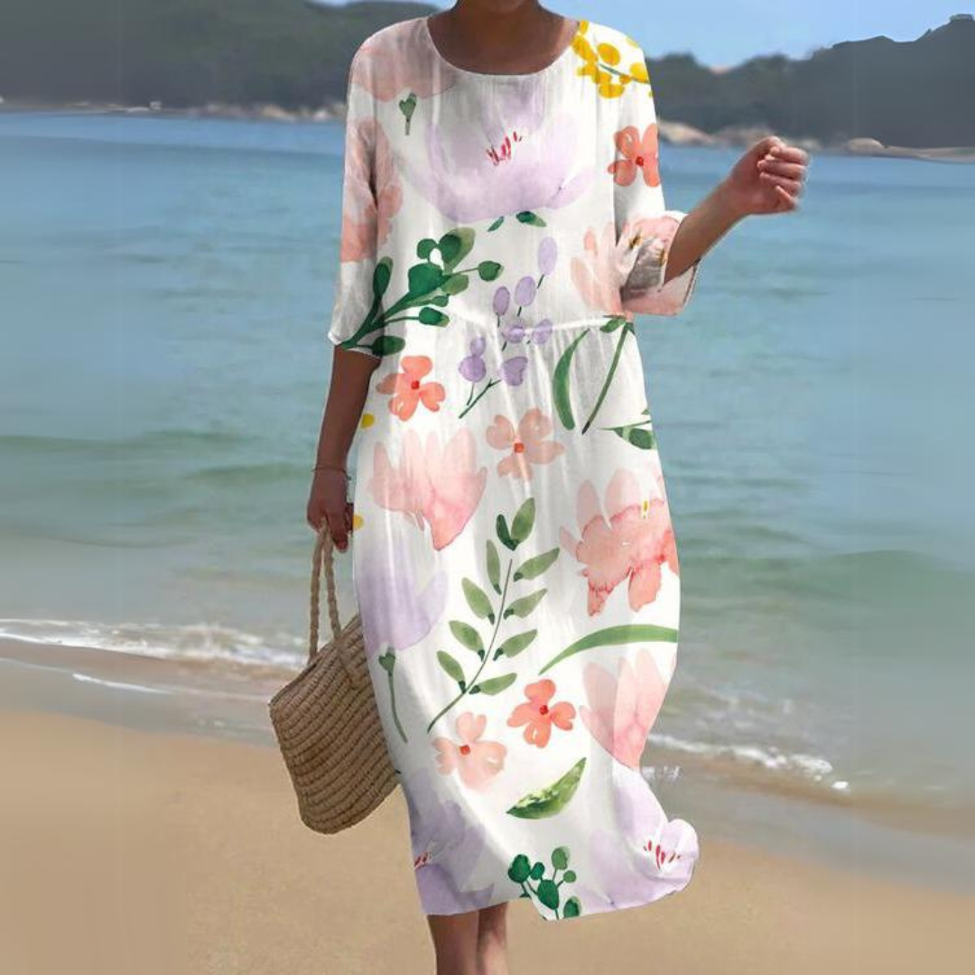 Elegant Blomsterprint Sommerkjole Til Kvinder - Perfekt Til Bryllupper Og Cocktails-4