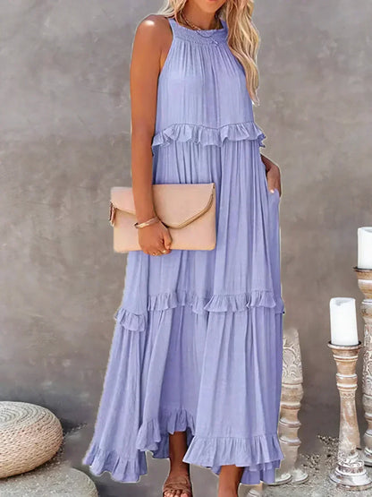 Variant image for Elegant Halter Ruffle Maxi Kjole Til Kvinder - Chic Og Komfortabel Maxikjole-21