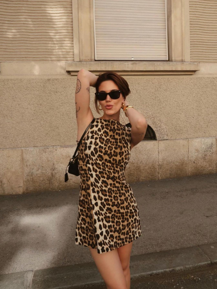 Leopardprint Mini Kjole Til Kvinder - Stilfuld Sommerkjole Til Enhver Lejlighed-6