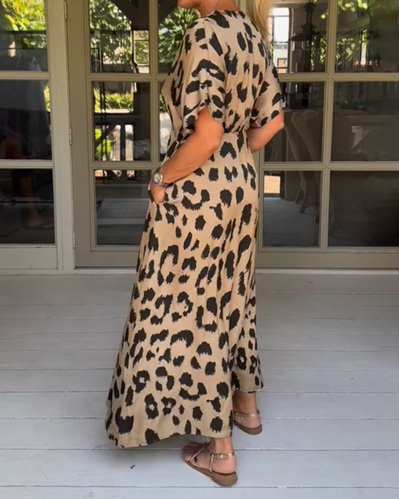 Plus Størrelse Kvinders Boho Kjole Med Panther Print-5