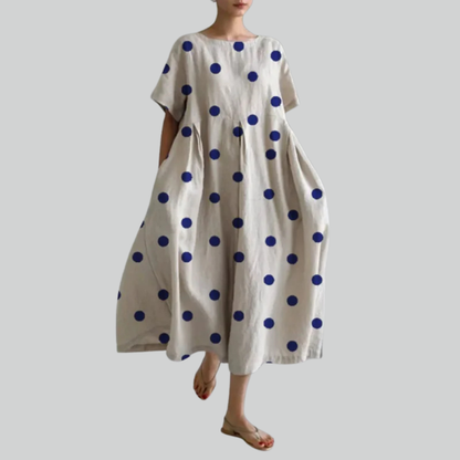 Variant image for Mode Dame Kortærmet Løs Maxi Kjole - Retro Blomsterprint Festkjole Maxikjoler-55