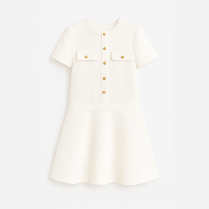 Elegant Kort Sommerkjole Til Damer - O-hals Mini Kjole Til Ungdomsfester-4