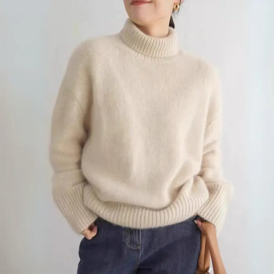 Luksuriøs og overdimensioneret kvinders cashmere sweater – turtleneck, 100% cashmere, til kølige dage 1