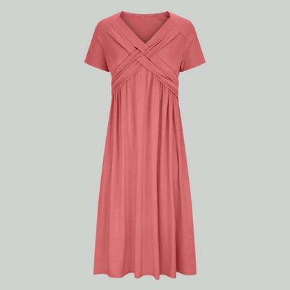 Elegant V-hals Kjole Til Kvinder, Smigrende Pasform I Åndbart Stof, Størrelser S Til 2XL - Ideel Til Formelle Og Sommerbegivenheder-3