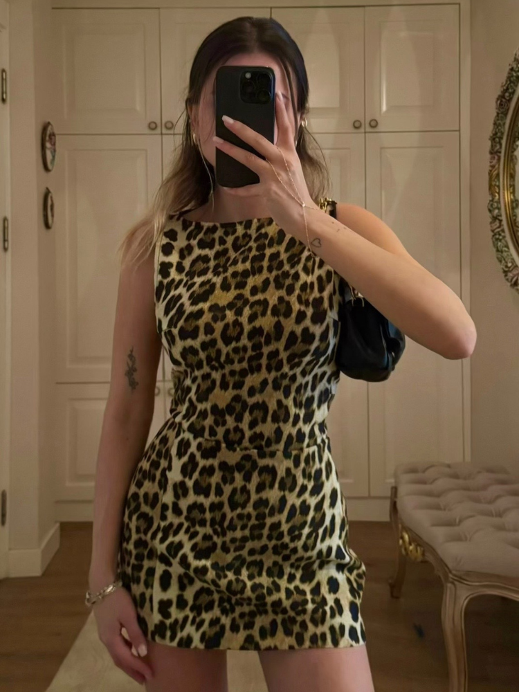 Leopardprint Mini Kjole Til Kvinder - Stilfuld Sommerkjole Til Enhver Lejlighed-5