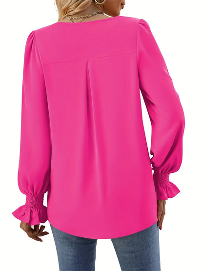 Lett og sofistikeret kvinders bluse – V-hals, polyester, til festlige lejligheder 6