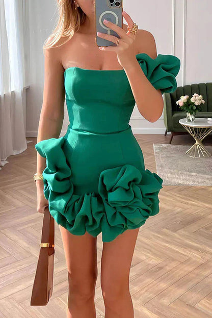 Elegant Blomster Mini Kjole Til Kvinder - Smigrende Cocktailkjole Til Bryllupsgæster-5