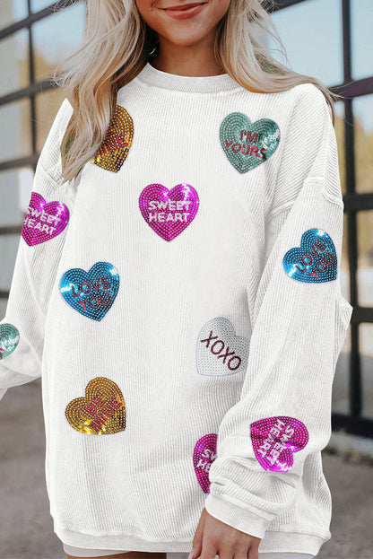 Blød unisex sweatshirt – afslappet med hjertepatches, høj kvalitet, til hverdag 2