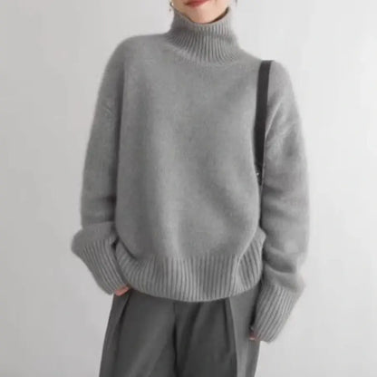 Variant image for Luksuriøs og overdimensioneret kvinders cashmere sweater – turtleneck, 100% cashmere, til kølige dage-13