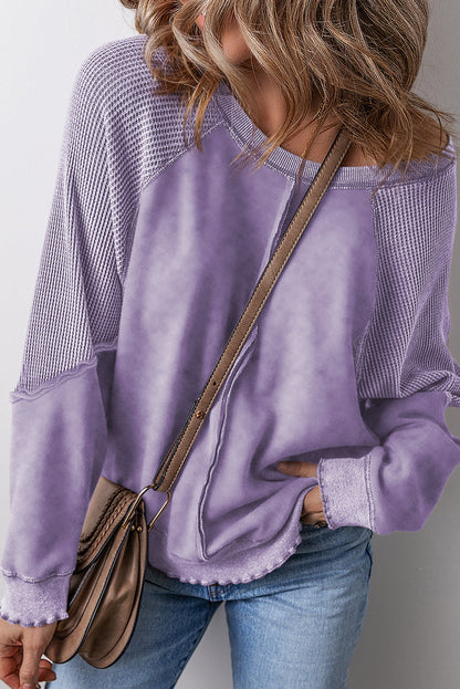 Variant image for Letvægts kvinder sweatshirt – patchwork design, vaffelstrik, til fritidsbrug-21