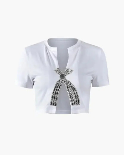 Flot kvinders T-shirt – lav halsudskæring, blød polyester, til festlige lejligheder 2