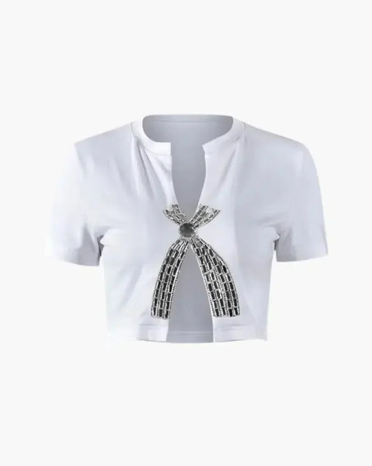 Flot kvinders T-shirt – lav halsudskæring, blød polyester, til festlige lejligheder 1