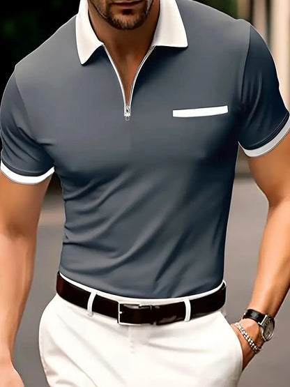 Åndbar Herre Golfshirt med V-Ausschnitt og Fugtabsorberende Stof til Optimal Komfort og Bevægelsesfrihed 0