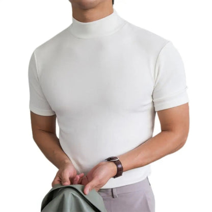 Åndbar Herre T Shirt med Korte Ærmer og Rollkrave i Kvalitetsmateriale til Mænd 1