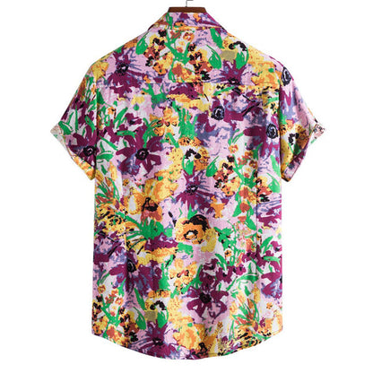Åndbar Herreskjorte i Floral Design af 100% Bomuld til Sommerbrug, Perfekt til Casual og Business Anledninger 1