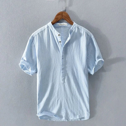 Åndbart Bomuldsherre Shirt med Løs Pasform og Korte Ærmer 1