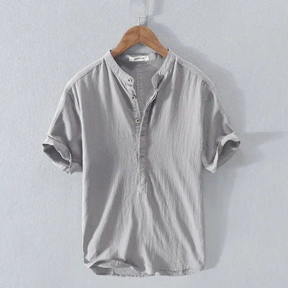 Åndbart Bomuldsherre Shirt med Løs Pasform og Korte Ærmer 3