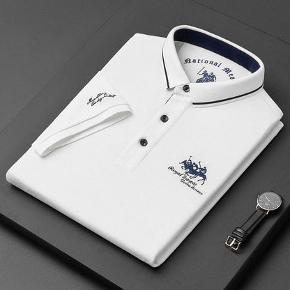Åndbart Langærmet Poloshirt til Mænd i Blødt Stof med Perfekt Pasform til Sommeren 0