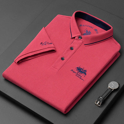 Åndbart Langærmet Poloshirt til Mænd i Blødt Stof med Perfekt Pasform til Sommeren 2