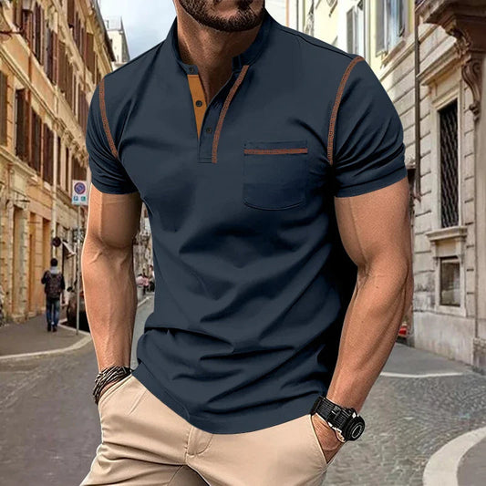 Casual Polo Shirt til Herrer med Stehkragen – Åndbart og Elegant Design til Sommerbrug 0