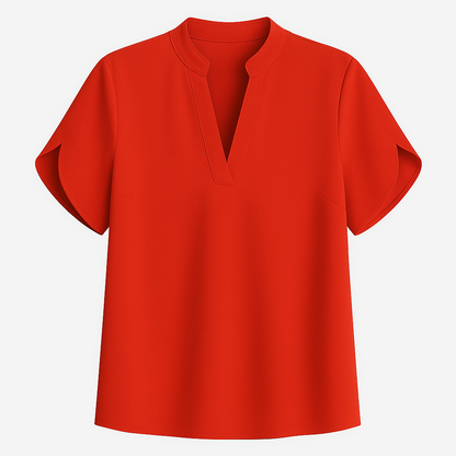 Variant image for Letvægts kvinders bluse – V-hals, korte ærmer, løs pasform til sommer-14