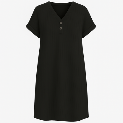 Kvinders Løs V-Hals T-Shirt Kjole Plus Størrelse Strandkjole-3