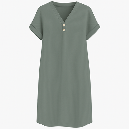 Kvinders Løs V-Hals T-Shirt Kjole Plus Størrelse Strandkjole-4