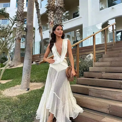 Chiffon Maxi Kjole Til Kvinder Med Åben Ryg Og Stjernedetaljer - Elegant Aftenbeklædning-3