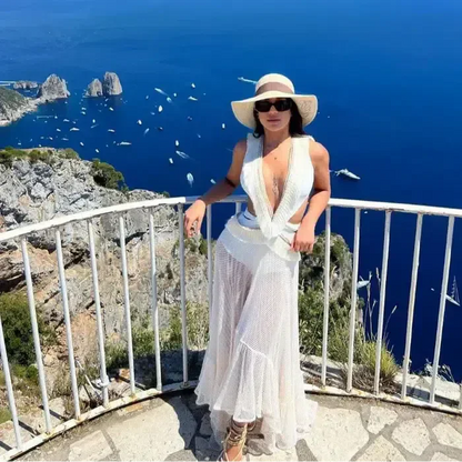 Chiffon Maxi Kjole Til Kvinder Med Åben Ryg Og Stjernedetaljer - Elegant Aftenbeklædning-4