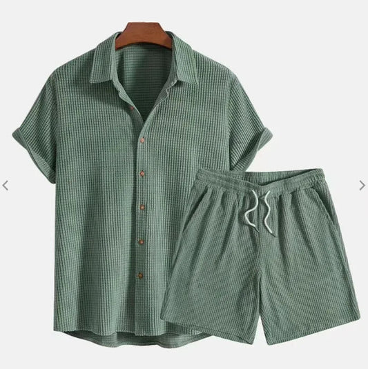 Corduroy Sæt til Børn med Klassisk Skjorte og Matchende Shorts i Blødt Materiale til Leg og Familiearrangementer 0