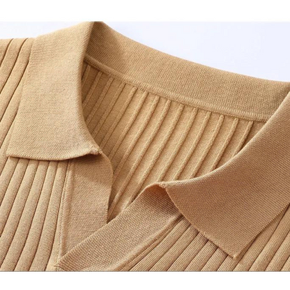 Elegant Langærmet Poloshirt til Mænd i Maulbeerseide og Lyocell-Baumwollmischung 4