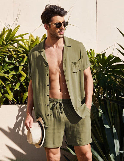 Elegant Sommeroutfit til Mænd i 100% Premium Leinen, Åndbart og Komfortabelt Design, Ideelt til Strand og Aftener 6