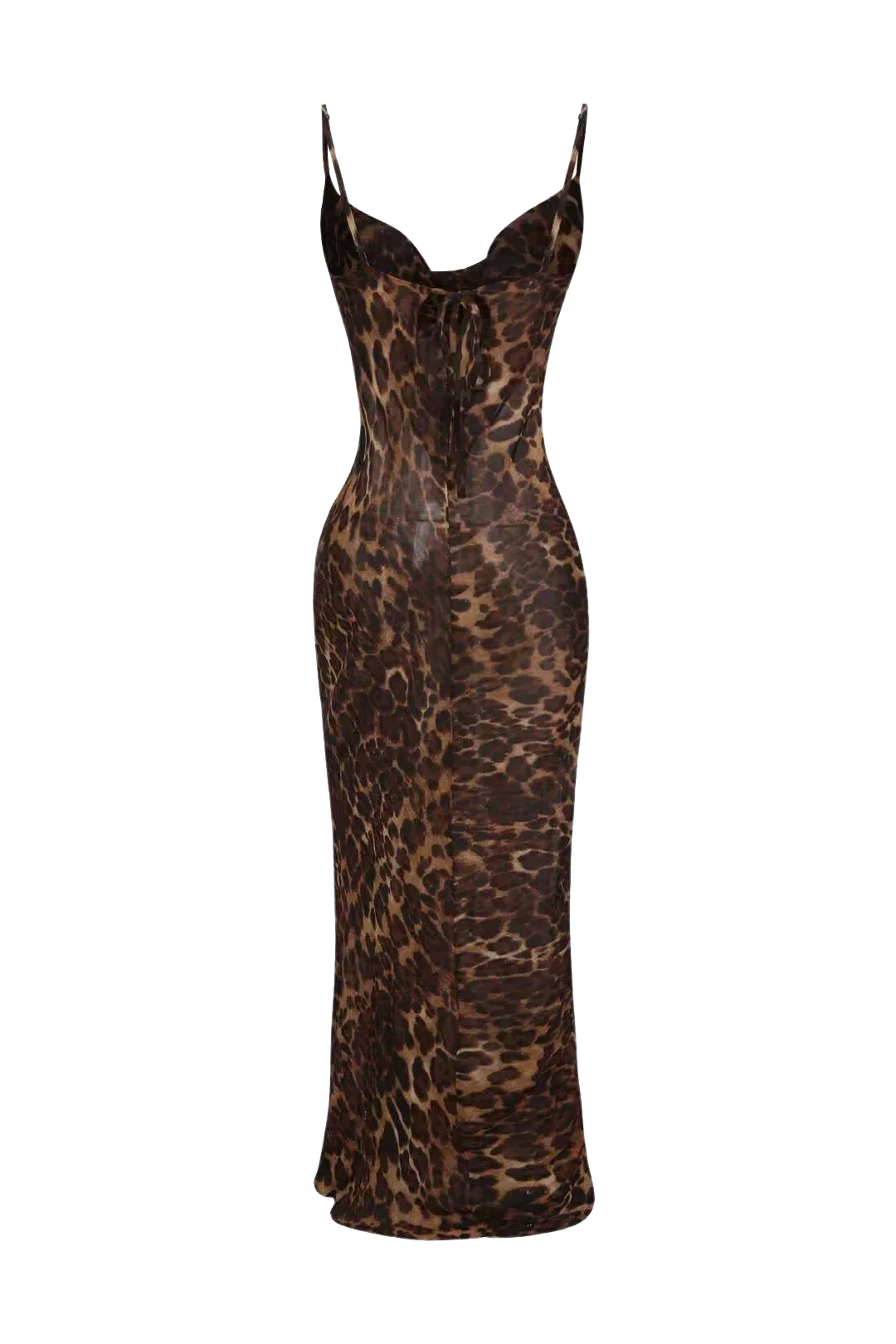 Leopardprint Maxi Kjole Til Kvinder Med Justerbart Bælte Og Mesh Stof-6