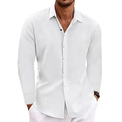 Herre Langærmet T-Shirt i Linned og Bomuld til Plus-Size Mode 12