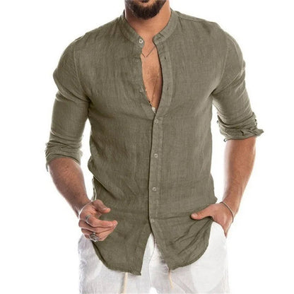 Herre Leinen- og Bomuldsbluse med Moderne Snit og Åndbart Design 13