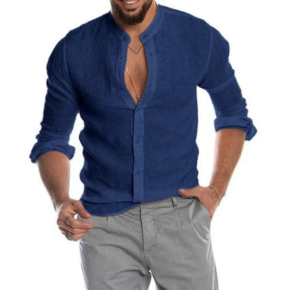 Herre Leinen- og Bomuldsbluse med Moderne Snit og Åndbart Design 14