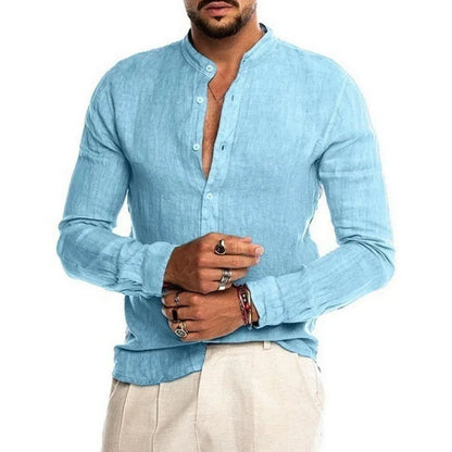 Herre Leinen- og Bomuldsbluse med Moderne Snit og Åndbart Design 5