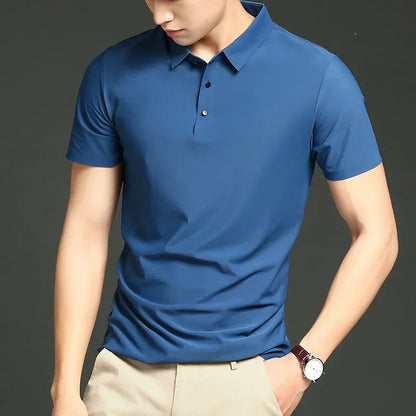 Herre Polo T-shirt med Langærmer, Åndbart Stof og Justerbar Pasform til Kontor og Fritid 3