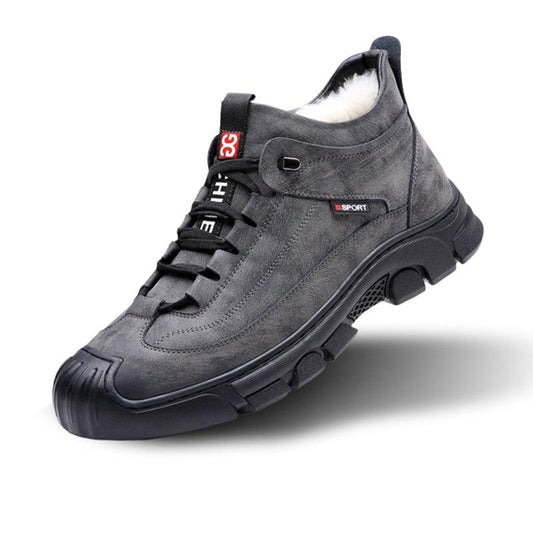 Herresneakers til Vinter med Kunstpelzfutter og Rutschfeste Gummisål, Holdbar Læderkonstruktion og Elastiske Snørebånd 0