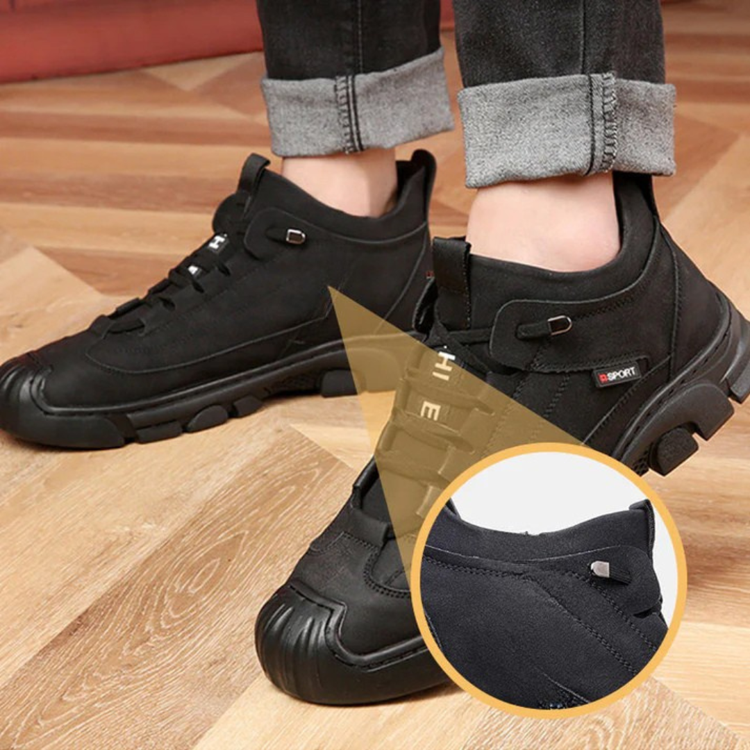 Herresneakers til Vinter med Kunstpelzfutter og Rutschfeste Gummisål, Holdbar Læderkonstruktion og Elastiske Snørebånd 2