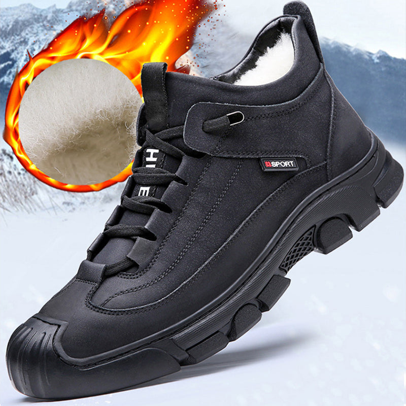 Herresneakers til Vinter med Kunstpelzfutter og Rutschfeste Gummisål, Holdbar Læderkonstruktion og Elastiske Snørebånd 3