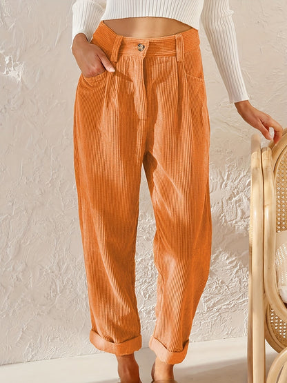 Højtaljede Dame Bukser i Blødt Stof med Behagelig Pasform til Casual og Elegante Looks 0