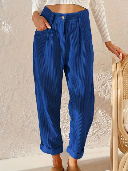 Højtaljede Dame Bukser i Blødt Stof med Behagelig Pasform til Casual og Elegante Looks 5