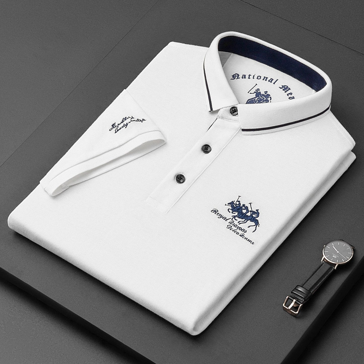 Klassisk Poloshirt til Mænd i Åndbart Materiale med Moderne Pasform - Ideel til Hverdag og Fritid 3