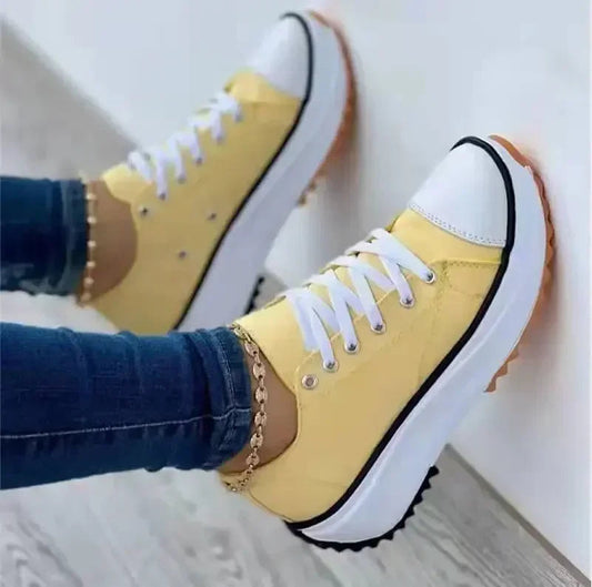 Klassiske Sneakers til Damer med Platform og Snørebånd til Hverdag og Fritid 0