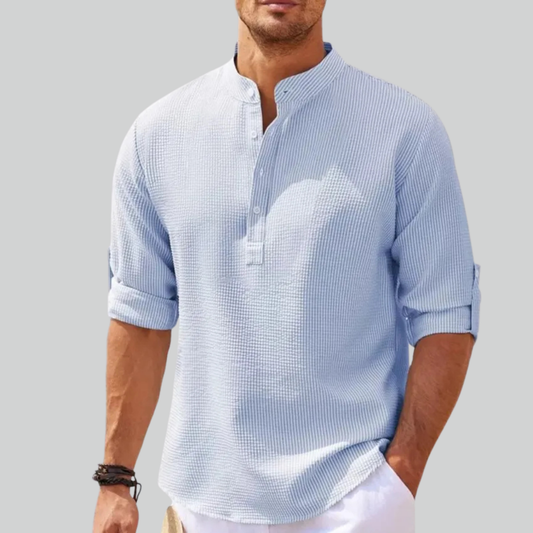 Langærmet Herreshirt i Økologisk Bomuld til Casual Strandstil i Plus Størrelser 0