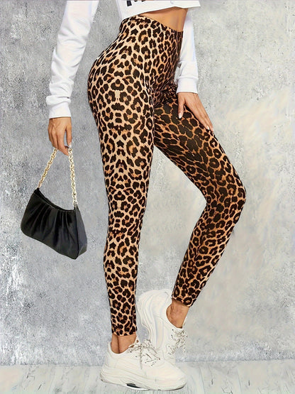 Leggings Dame med Leopardskindsdesign i Strækstof til Træning og Fritid, Behagelig og Holdbar 2