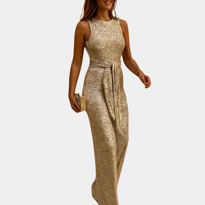 Glamourøs kvinders glitter jumpsuit – smigrende snit, høj kvalitet, til bryllupper og galaer 5